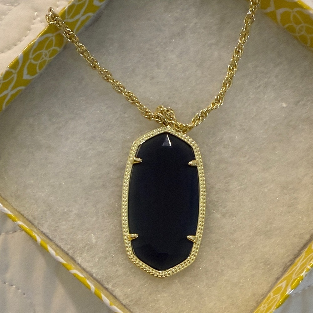 Kendra Scott Gold Danielle necklace with Navy Blue Stone / Pendant